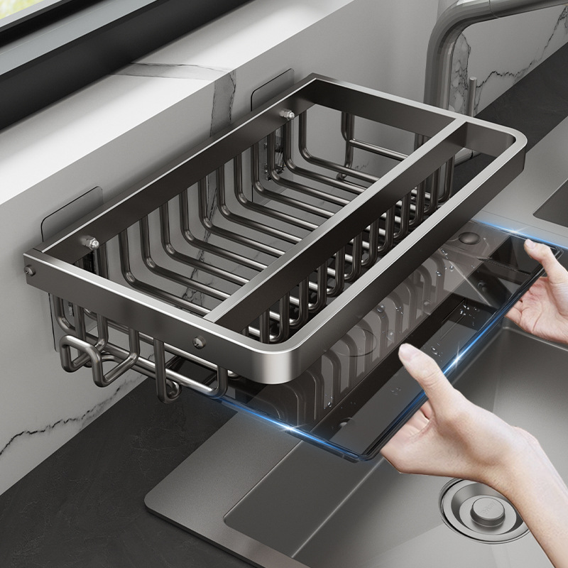 Rack de pañuelos de cocina Rack de almacenamiento Rack de almacenamiento sin agujeros Rack de almacenamiento tipo pared Rack de condimentos Cesta de drenaje doméstica