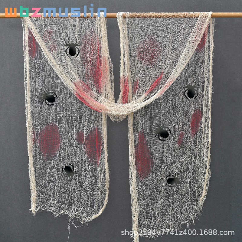 Decoración de Halloween gaza multicolor rover agujero colgar tela fantasma casa embrujada suministros de fiesta agujero de red