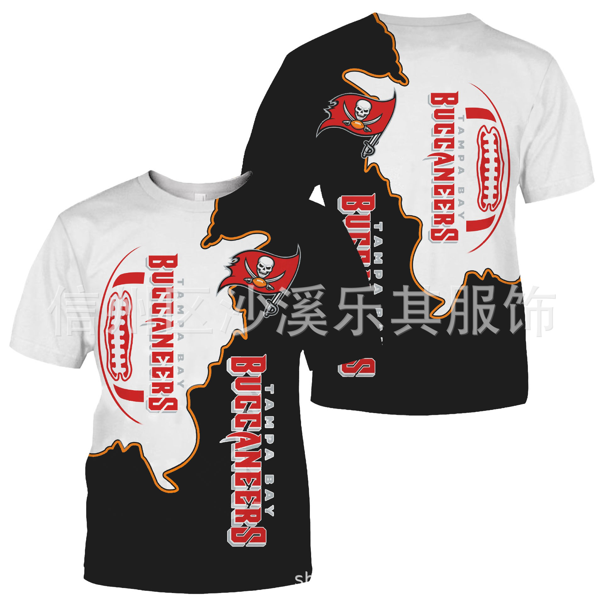 2024 Amazon nuevos hombres tendencia europea y americana delgada cuello redondo NFL camiseta de manga corta impresión digital casual código europeo