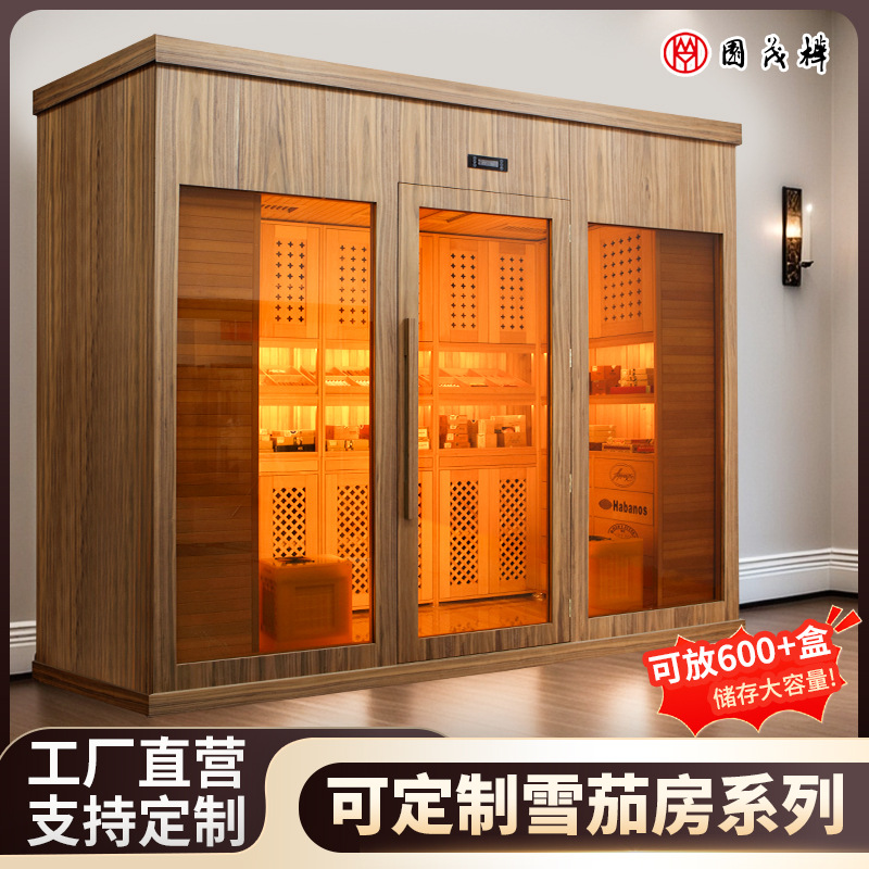 Household Commercial Constant Temperature and Humidity Cigar Room Custom Cigar Display Constant Temperature Cigar Room Glass Door Transparent Cigar Room
