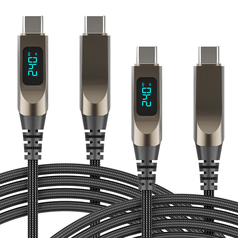 240W Zinc Alloy C-To-C Digital Display Data Cable C2C Suitable for 18 Mobile Phone Fast Charging Charging Cable Dual Type-C 240W Zinc Alloy C-To-C Digital Display Data Cable C2C Suitable for 18 Mobile Phone Fast Charging Charging Cable Dual Type-C