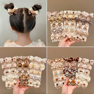 Milk brown ten-piece children's hair band high elasticity does not hurt hair rubber band hair rope tie hair cute baby hair accessories