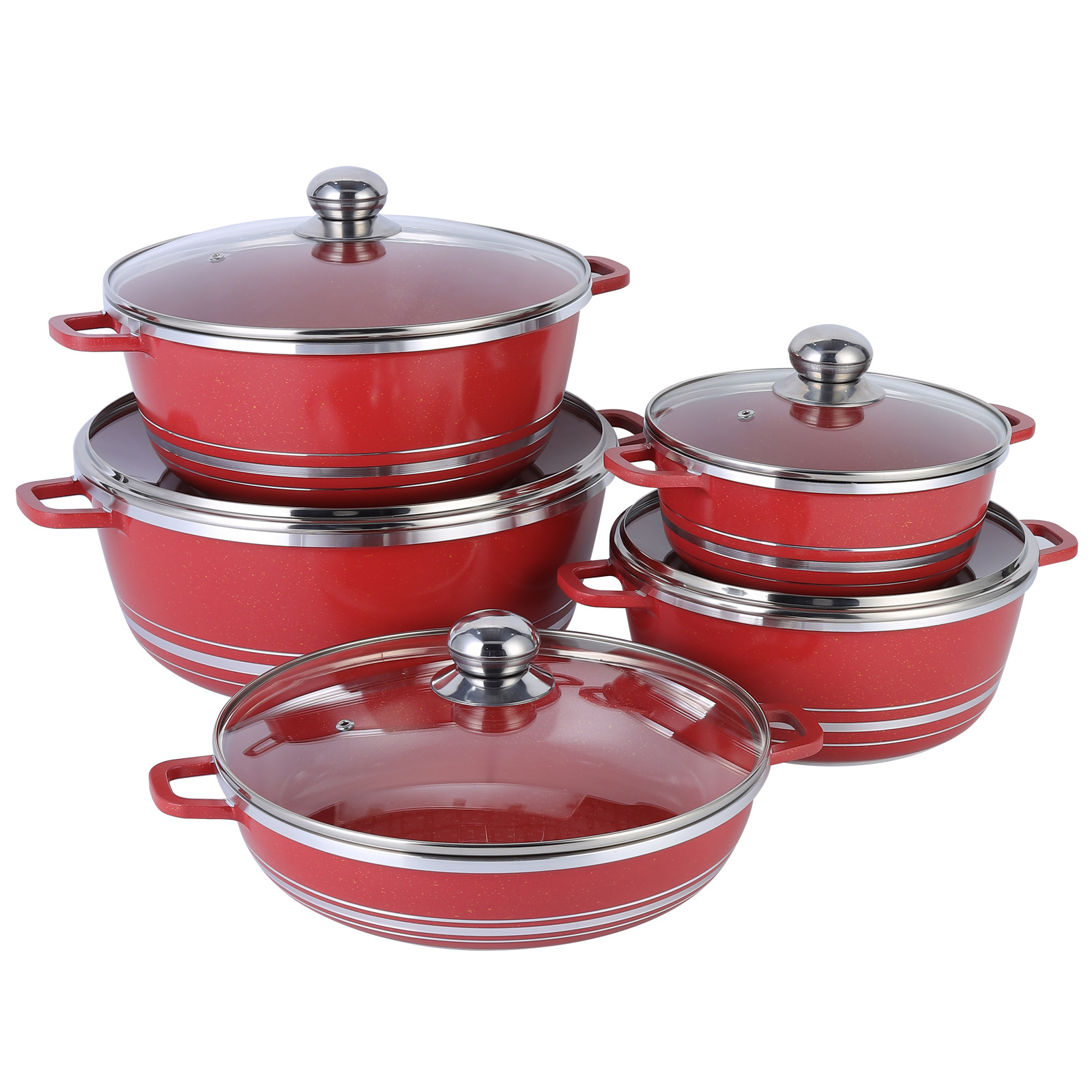 Juego de utensilios de cocina antiadherentes elegantes DONNR para uso doméstico, sartén, olla para sopa, utensilios de cocina de piedra de mármol, sartén de fondo plano que ahorra energía.