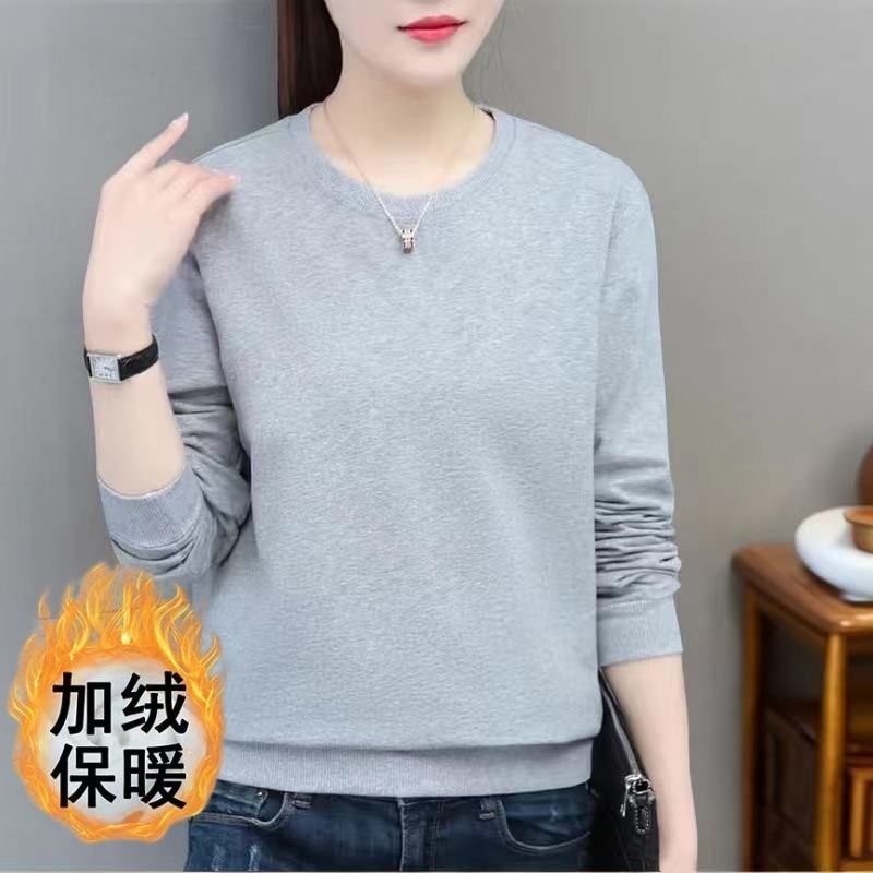 加绒加厚卫衣女新款正肩男女大码宽松圆领长袖上衣净版镜面|undefined