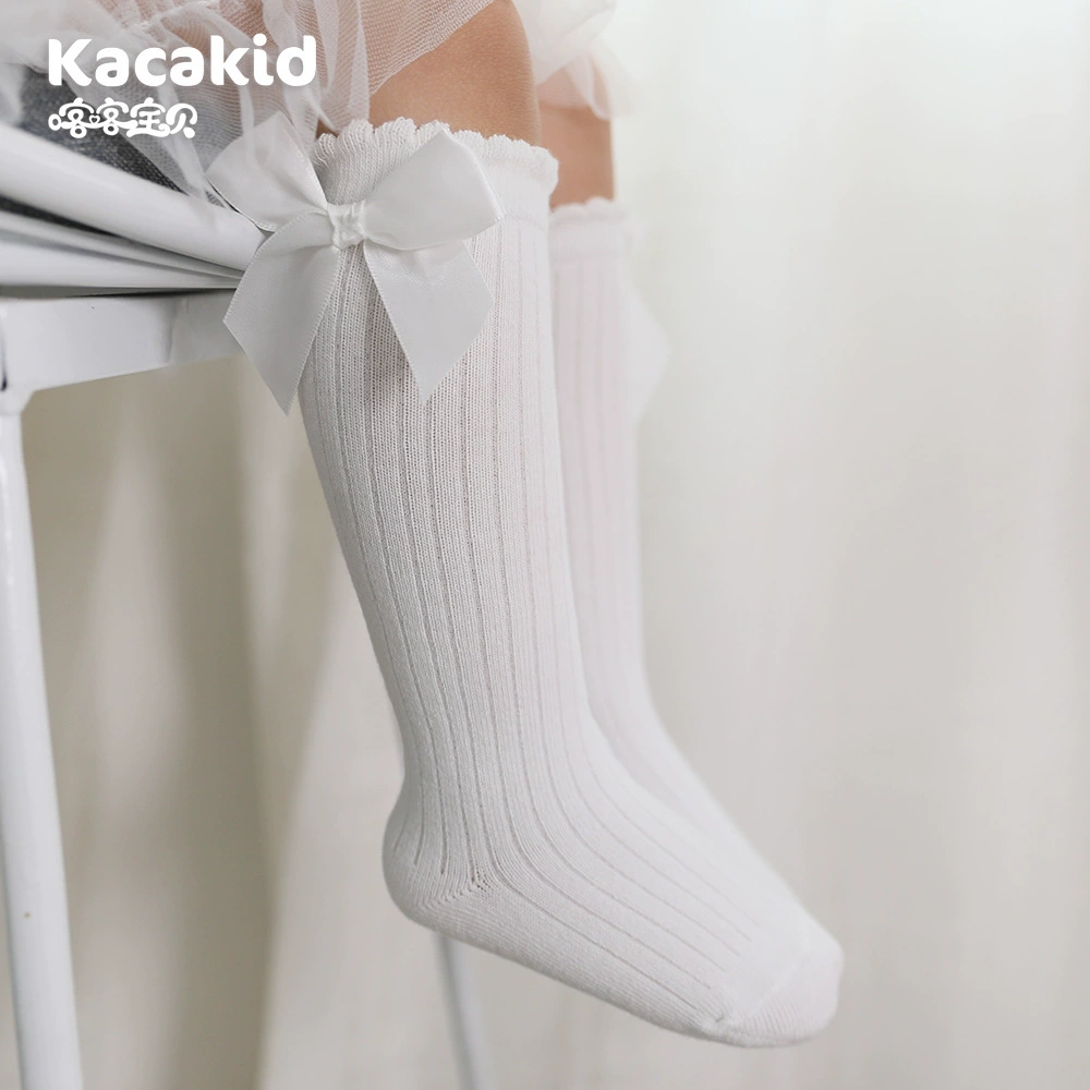 Осенние детские милые цветные knee socks для девочек с бантами, до середины икры, опт
