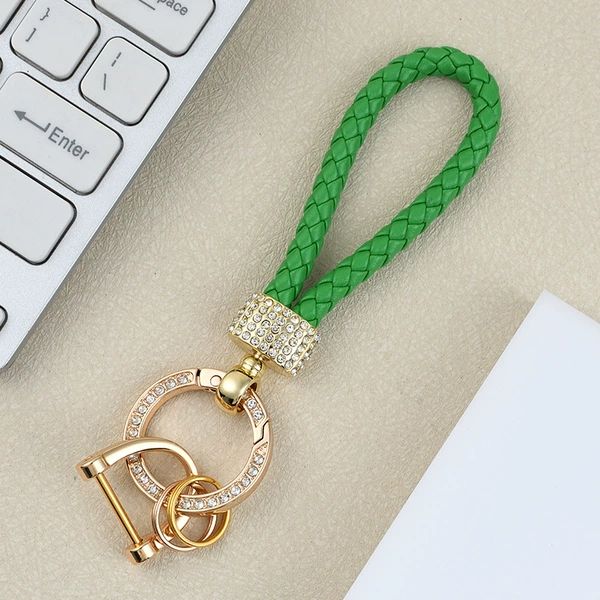 Gold diamond buckle-green