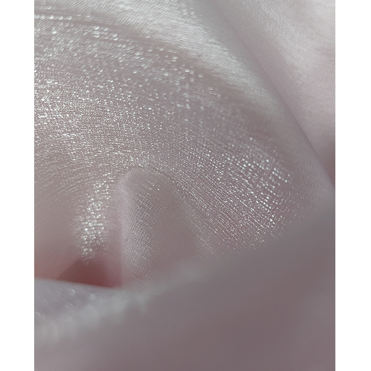 厂家批发阳离子树皮纹欧根纱 闪光欧根纱涤纶面料 厚实硬挺汉服布