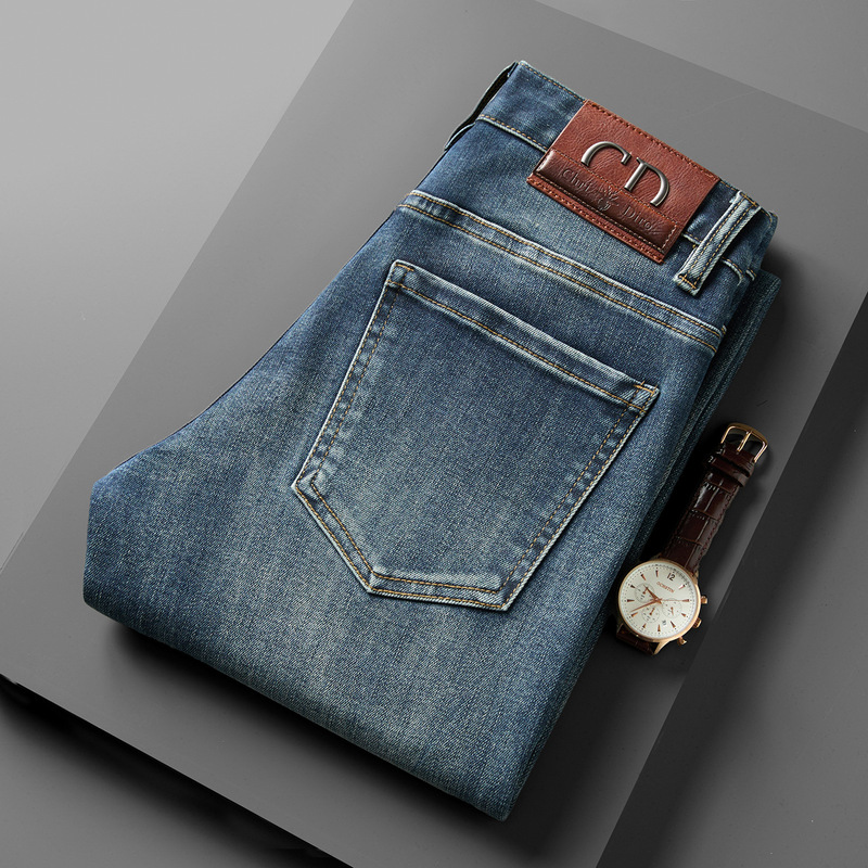 Guangzhou Men's Jeans Korean Version Slim Fit Tapered Cross-Border Export High-Quality American Style Stretch Washed Original Label Dr Pants