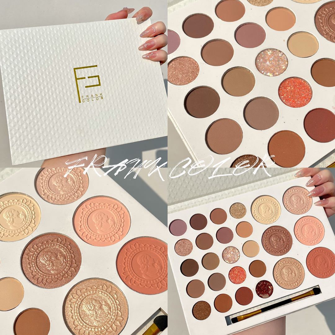 Frankcolor nutmeg love 26 color eye shadow disc high gloss powder Blusher pearlescent matte powder eye shadow with brush