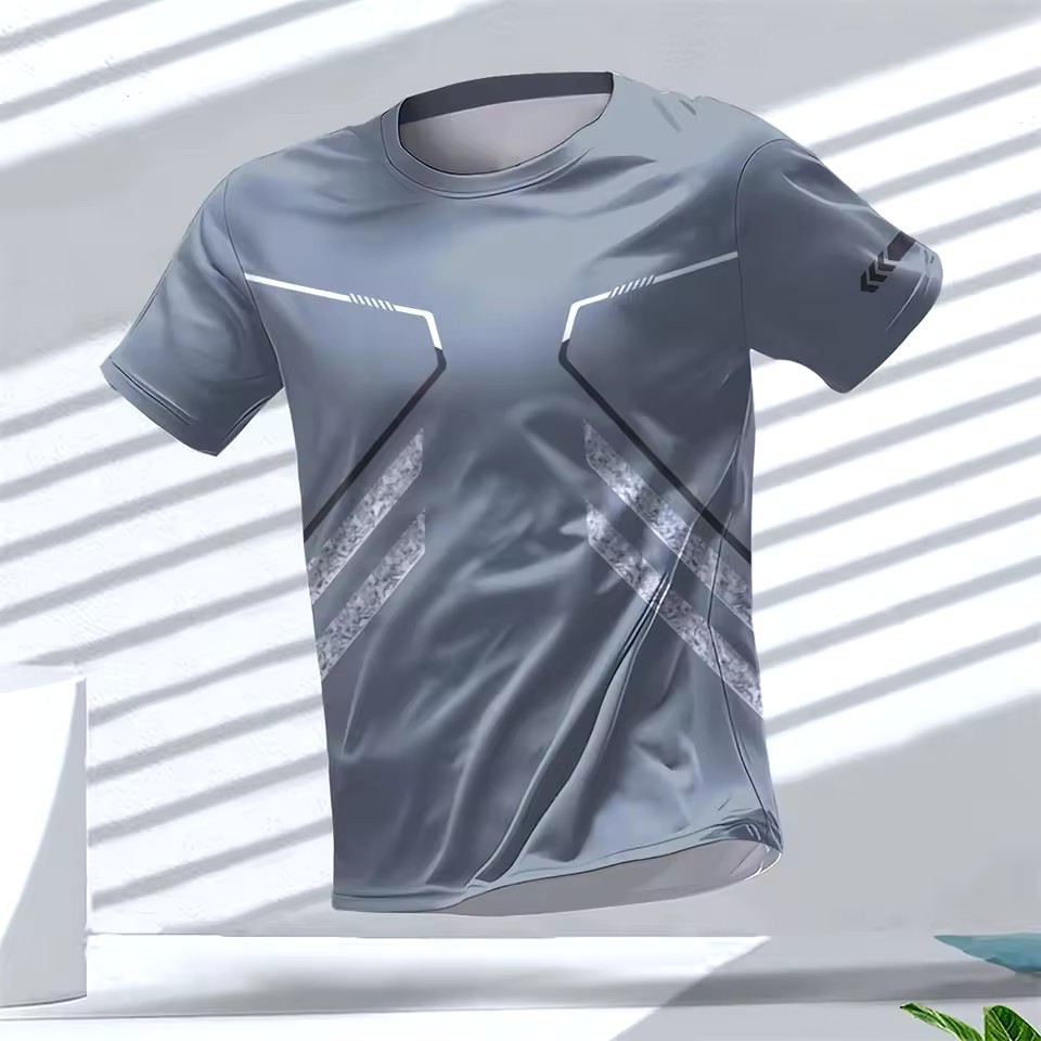 Europa y América AliExpress Cross-border hombres deportes de verano malla suelta transpirable y deshumidificación manga corta cuello redondo camiseta impresión 3D