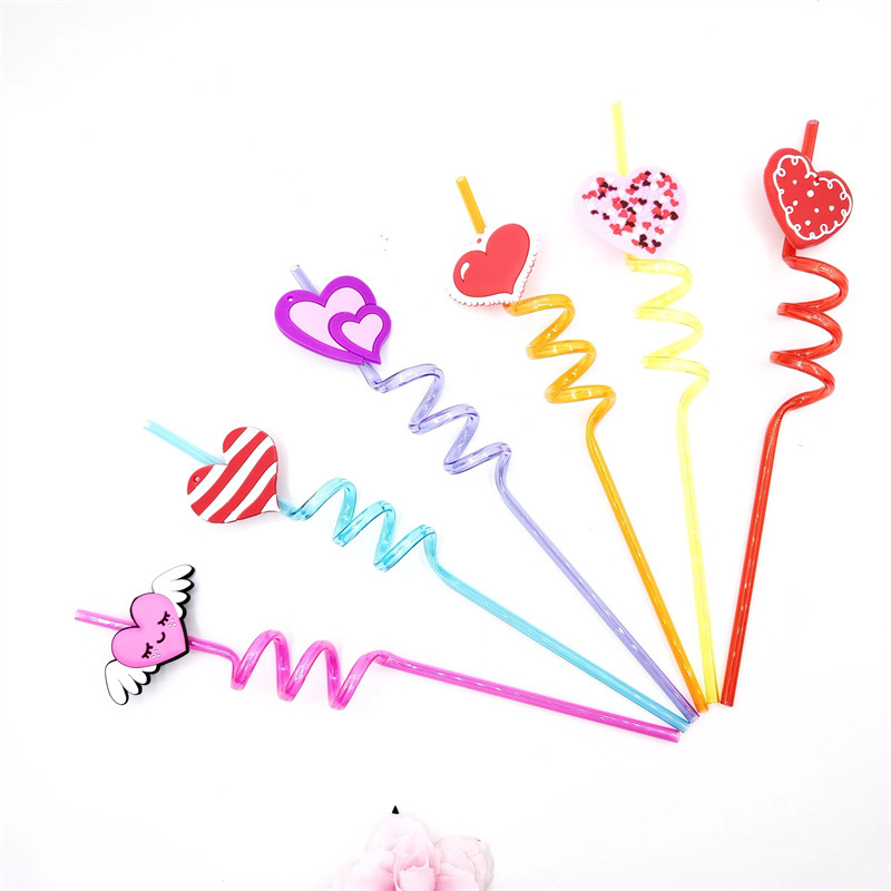 Cross-border PVC bar fiesta paja al por mayor forma creativa paja niños dibujos animados saludable juguete de paja de plástico