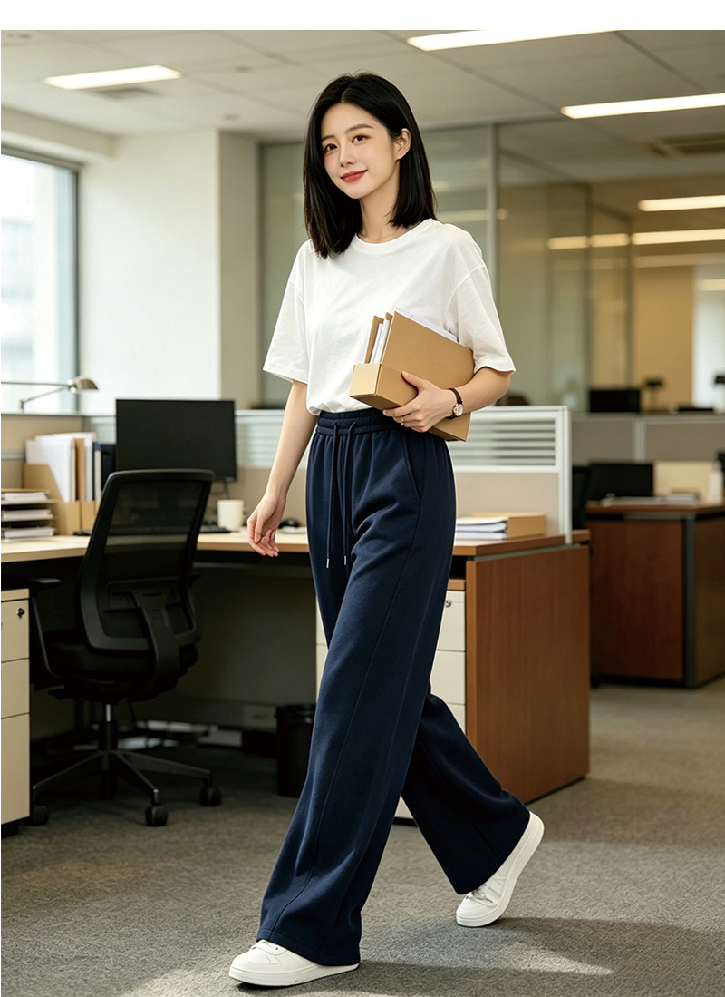 Quần culottes nữ ống rộng dáng lưỡi liềm cảm giác mát lạnh — Xanh navy chi tiết 18