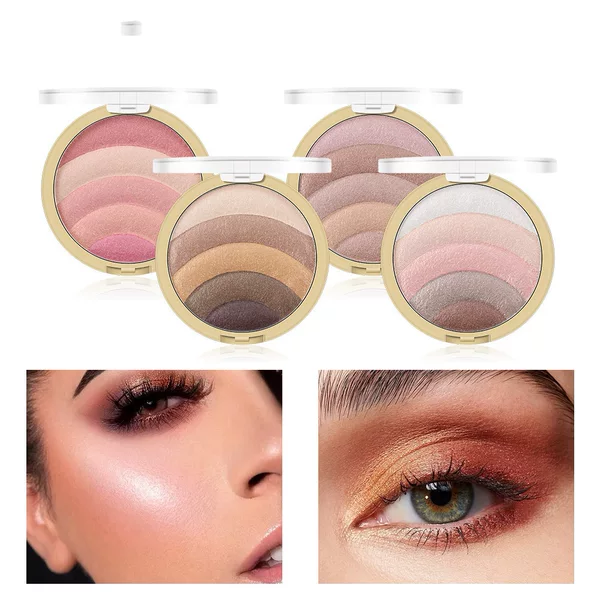 Cross-border special for five-color baking powder eye shadow plate repair capacity high-gloss integrated eye shadow plate shimmering fine flashing lazy blush