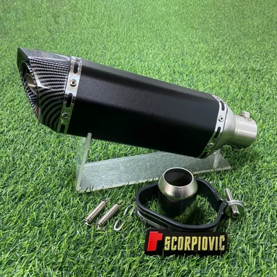 450SR 800NK GSX 250 — Motorcycle exhaust pipe - 370-small-hexagonal-round-mouth-black-body-imitation-carbon-head