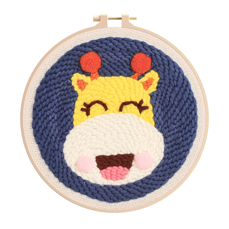 Bordado de pincha-jirafa (no terminado) 20cm imitación bambú estirado-lana gruesa