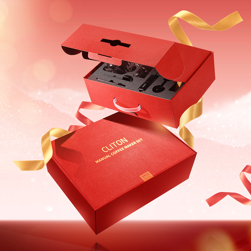 Kit de cafetera de lavado de mano molino de mano máquina de café instrumento de molienda manual entrada portátil combinación al aire libre conjunto completo de caja de regalo