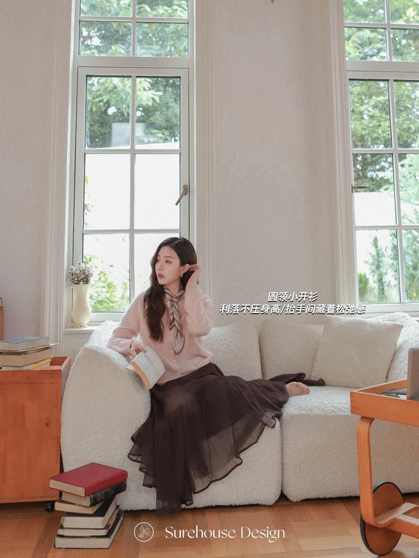 柳絮SureHouse兰迪暖意｜亲肤感30支双股山羊绒&羊毛拉绒毛衣开衫|undefined