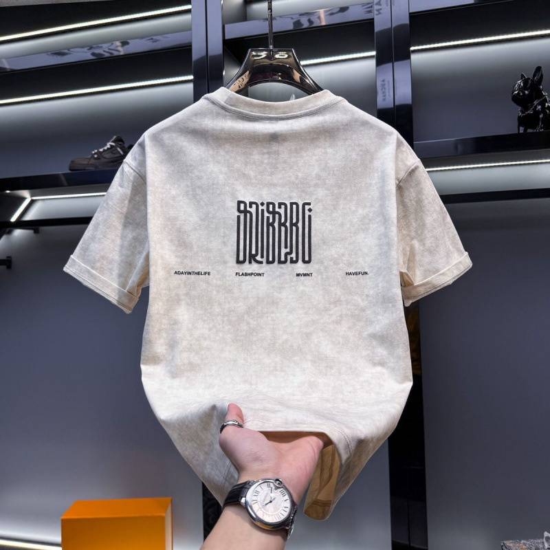 2025 New Tie-Dye Foam Trendy Short-Sleeved T-Shirt Men's European Fashion Brand Summer Men's Men's T-Shirt