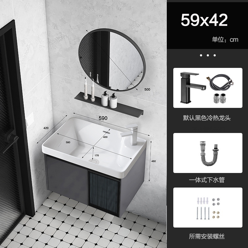 Baño de aluminio espacio puerta de vidrio gabinete de baño pequeño gabinete de lavabo doméstico combinación balcón lavabo piscina