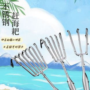 Stainless Steel Rake Beach Tool for Digging Shells, Oysters, Crabs, and Clams