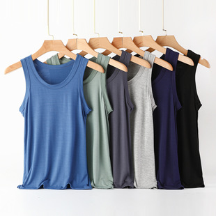Modal Men's Round Neck Vest Summer Home Sweat Shoulder plus size Loose Outer Wear Sleeveless Top T-shirt
