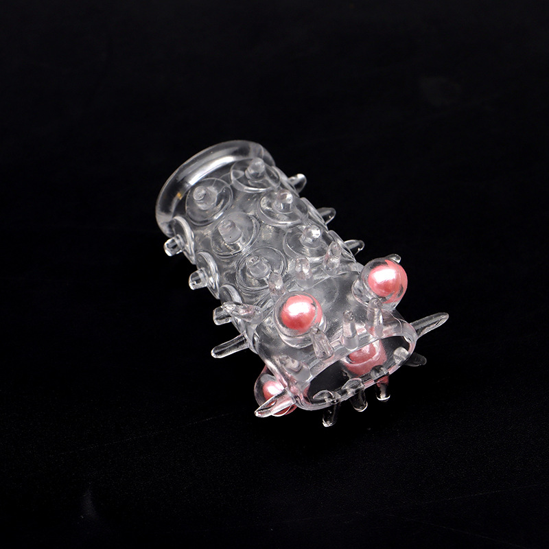Textured TPE Penis Sleeve with Locking Ring, Large Bumps and Beads, Random Color — detail image 10