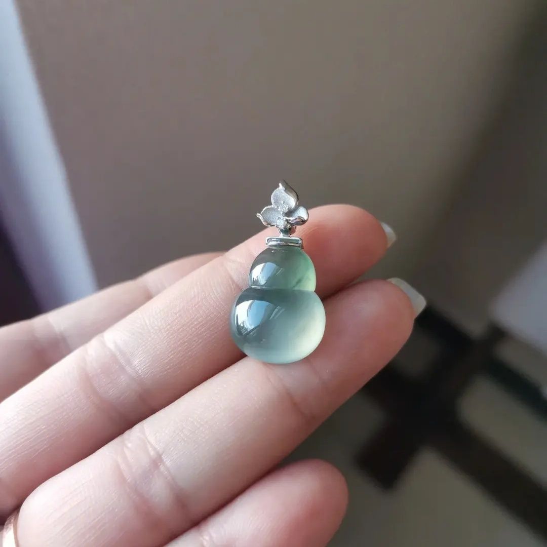 Mặt dây chuyền ngọc bích hình hồ lô có giấy chứng nhận, phù hợp cặp đôi