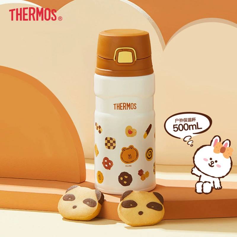 Термокружка (Thermos) серия «Biscuit» — портативная 350–520 мл, дизайн Line Friends