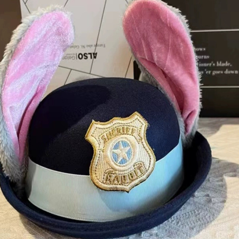 Judy Hat Rabbit Bowler Hat Zootopper Police Officer Judy Hat Children Adult Hair Band Headwear Hat