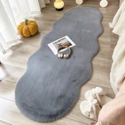 Wool pad Table, Wool Mat, Floor Mat, New - 60x150cm-gray-thickened-faux-rabbit-fur