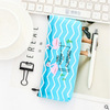 Cute polyurethane pencil case for elementary school students, fresh capacious storage bag with zipper, flamingo