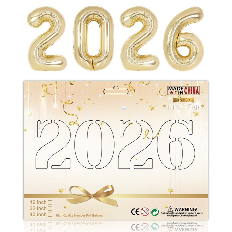 跨境40寸2026跨年数字铝膜气球卡纸新年套装跨年聚会装饰背景铝|undefined