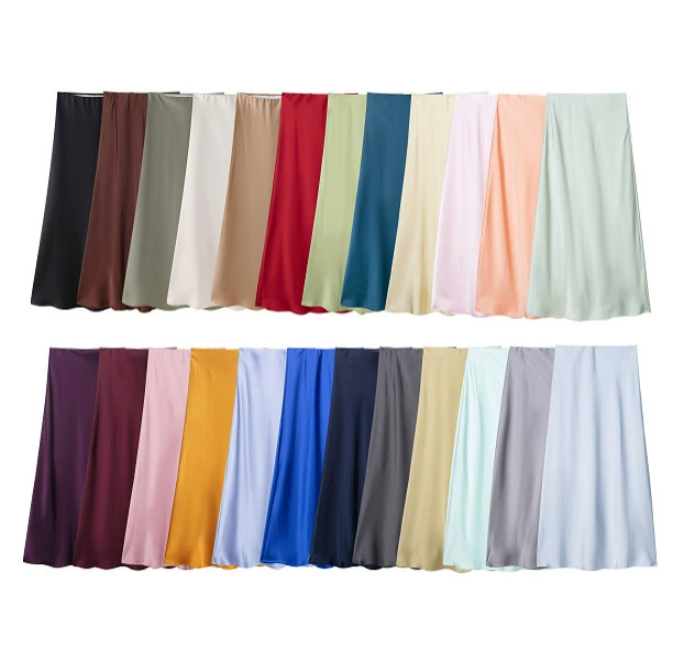 Трансграничная европейская и американская одежда AliExpress INS популярная повседневная универсальная шелковая атласная юбка-миди