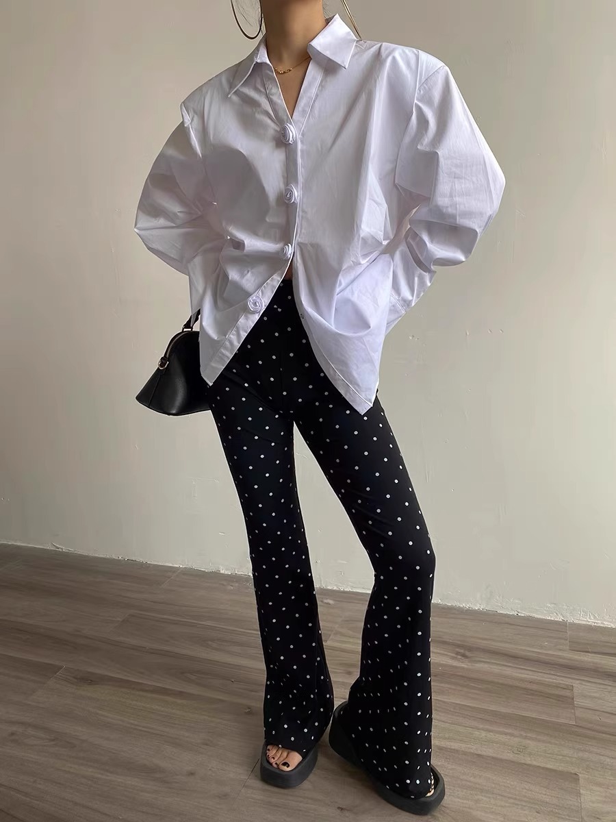 Legging de grossesse polaire à pois taille haute gainante_voghion.com