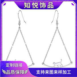 亚马逊跨境新款不锈钢猫咪耳环甜美小清新可爱耳钉简约通勤日常女