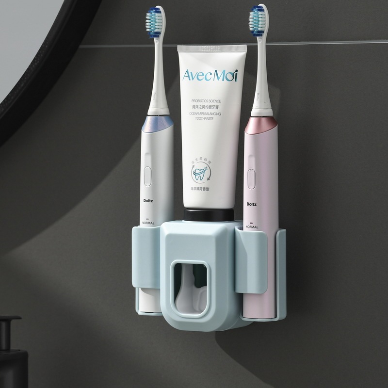 電動歯ブラシホルダーカップル歯ブラシ掛け怠け者自動歯磨き粉器トイレ壁掛け穴なし歯磨き粉ホルダー|undefined