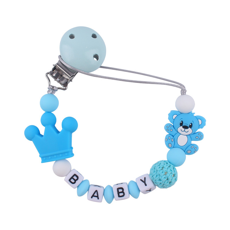 Nuevo bebé suministros de silicona chupete cadena animal de dibujos animados Oso de silicona mordedura molar Cadena de juguete