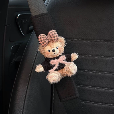 Pair of Women, Seat belt shoulder pad - raspberry-rose-black-shoulder-pads