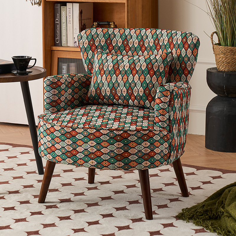 Balcón sala de estar sofá de tela estilo chino estilo americano sofá casual silla de cabecera retró casual silla de sofá