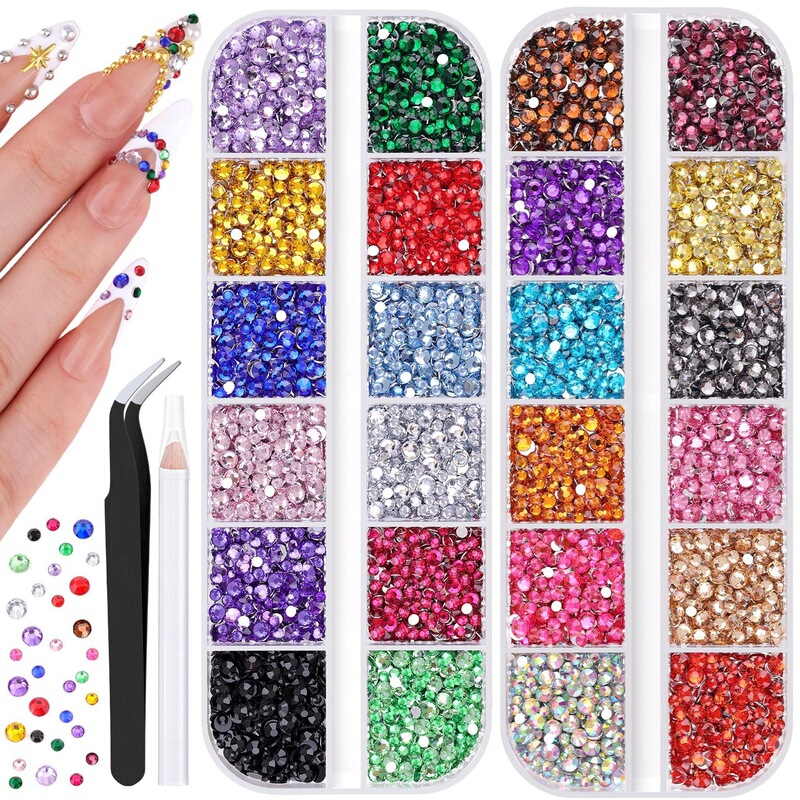 5000 Small Resin Rhinestones for Nail Art, Colorful Rhinestones, 2/3 mm Flat-Back Gemstones, Nail Rhinestones, Colorful 5000 Small Resin Rhinestones for Nail Art, Colorful Rhinestones, 2/3 mm Flat-Back Gemstones, Nail Rhinestones, Colorful