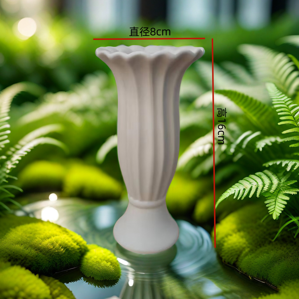 회색 흰색 로마 칼럼 꽃병 작은