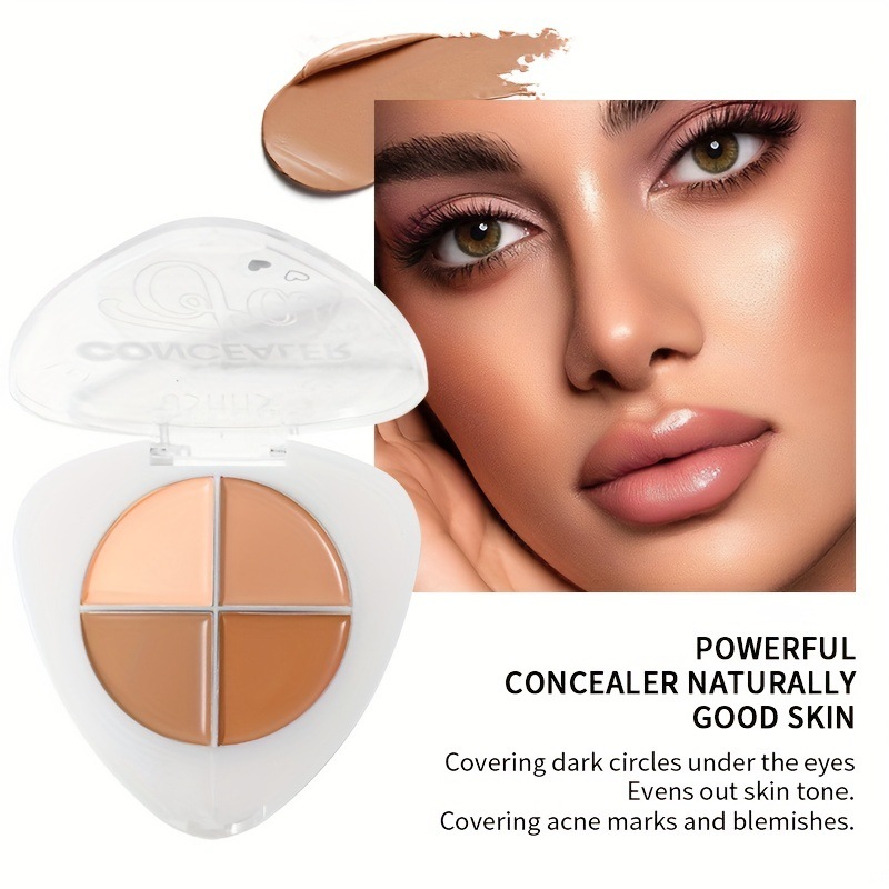 USHAS Cross-border Makeup es exclusivamente para corrector de 4 colores, corrector hidratante, ilumina el tono de la piel, no es fácil de decolar, impermeable y resistente al sudor
