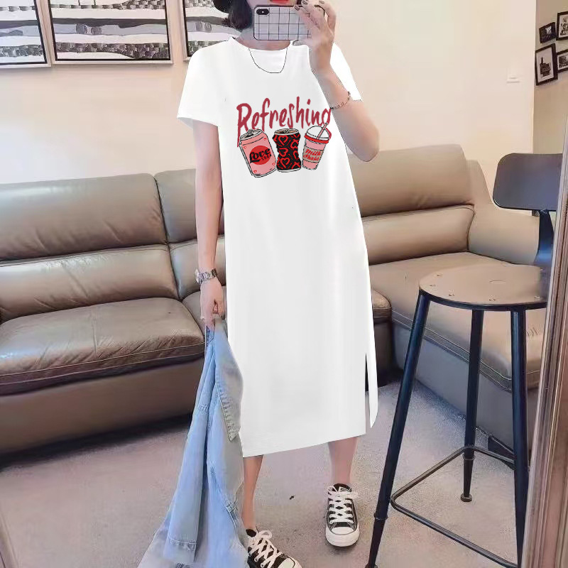 純綿tシャツのスカートの女性の夏の大きいサイズはゆったりしています。|undefined