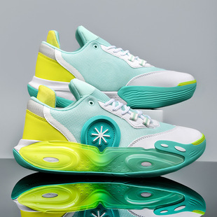 Cross-border Voice Basketball Shoes Men's Blade 2 Generation Middle-help Concrete Practical Sneakers for Students and Teenagers Blue Sneakers