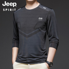 JEEP SPIRIT2024新款春秋季时尚圆领长袖T恤舒男士休闲卫衣男上衣