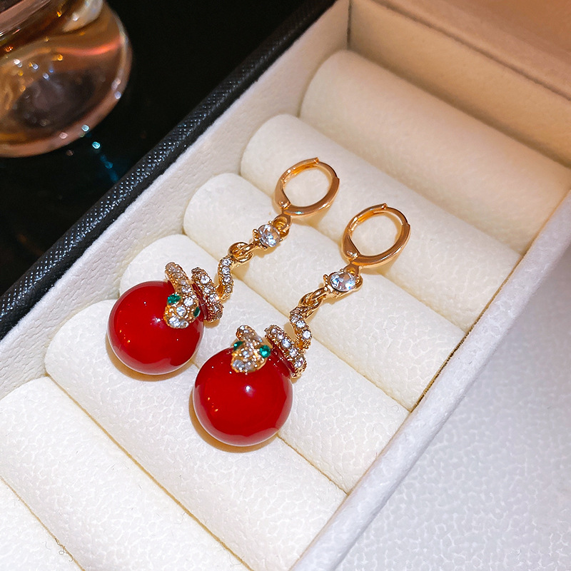 Statement Snake Drop Earrings Retro Style Silver Needle Jewelry_voghion.com