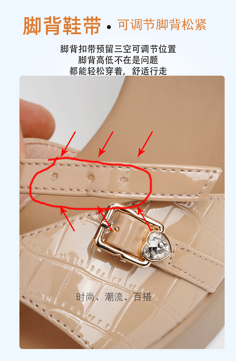 Sandal nữ da thật gót vuông 6 cm đế chống thấm, form thoải mái size lớn — Mơ (gót vừa 6.0CM) chi tiết 42