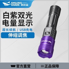 新款紫光灯户外照蝎子专用手电筒双光源可充电强光手电数字电显