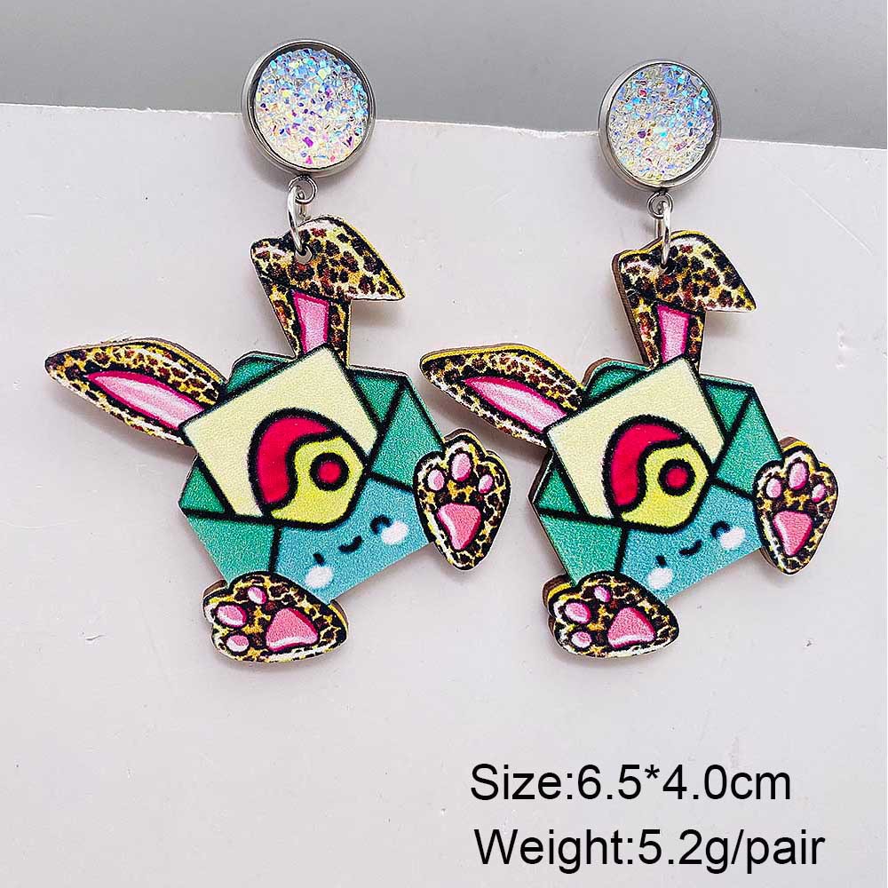 1 Pair Cute Rabbit Letter Wood Drop Earrings display picture 4