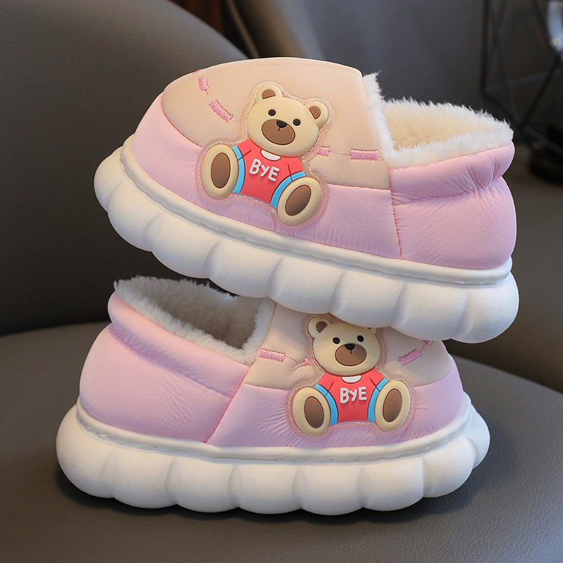Protezione invernale per bambini, pantofole di peluche ispessite per bambini, pantofole di cotone impermeabili e carine per ragazzi e_voghion.com